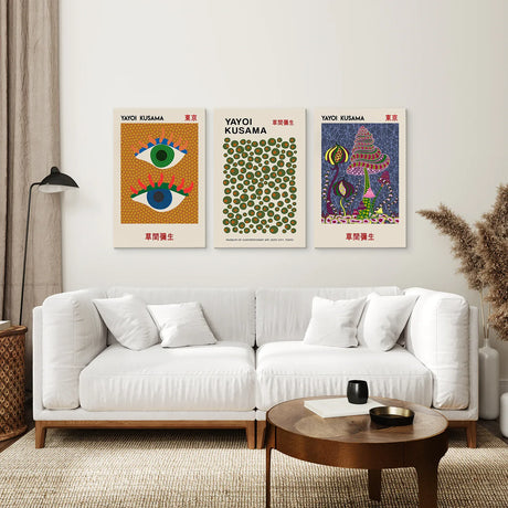 Yayoi Kusama Exhibition Wall Art Set of 3 Prints