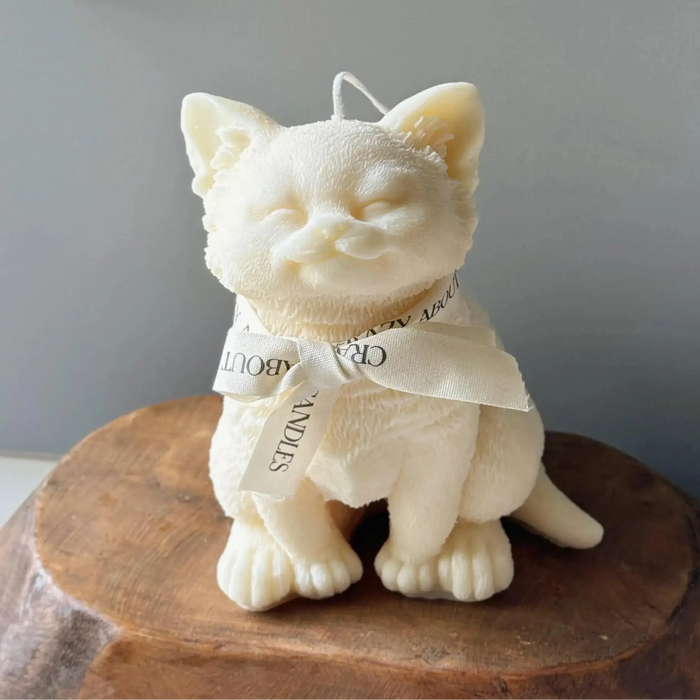 Crazy About Candles Cat Candle | Sculpture Candle in Ivory