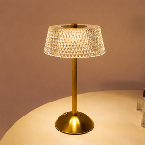Luxury Touch LED Table Lamp Rechargeable 3 Color Bedside Glass Night Light