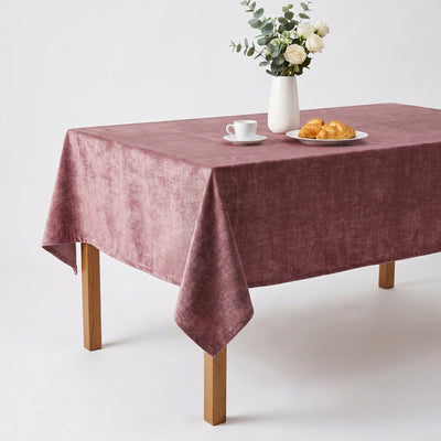 Chenille Crushed Velvet Tablecloth – Mauve