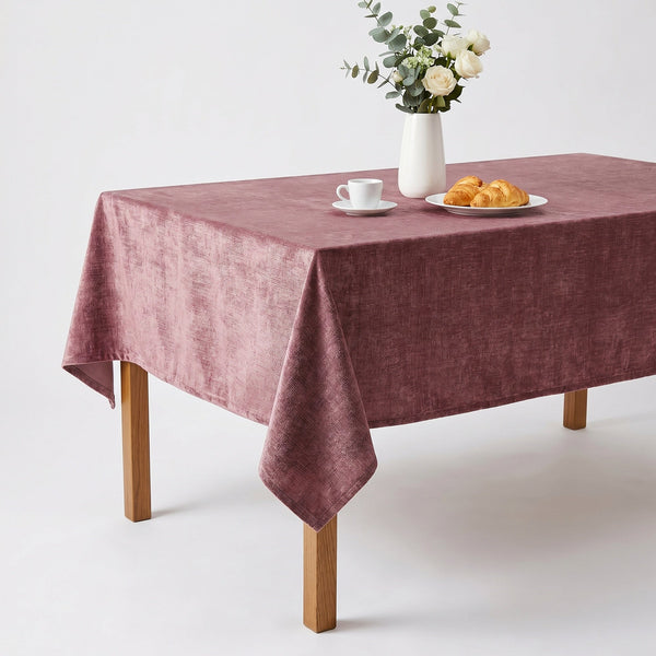 Chenille Crushed Velvet Tablecloth – Mauve