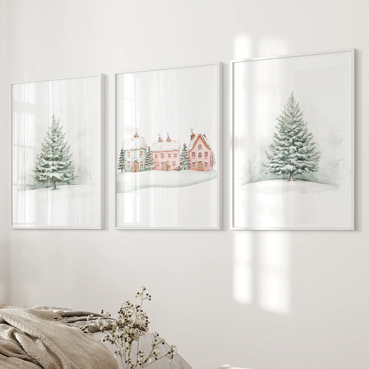 Winter Evergreen Tree Xmas Decor Wall Art Posters