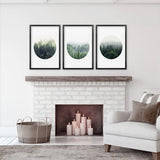 Nordic Forest Circle Wall Art. Set of 3 Scandinavian Prints