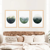 Nordic Forest Circle Wall Art. Set of 3 Scandinavian Prints