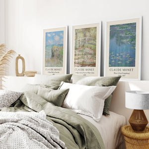 3 Piece Claude Monet Landscape Wall Art Set. Exhibition Style