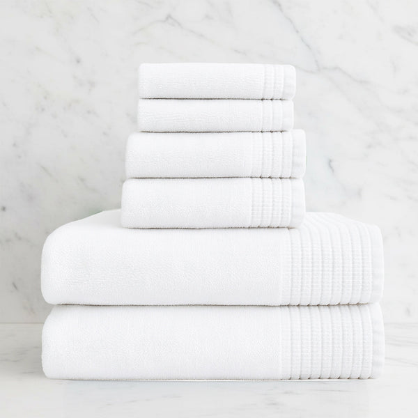 Bamboo Cotton Spa Towel Set - Viscose from Bamboo + Cotton - 6pc Set - Cloud