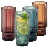 Tonal Ribbed Highball Glassware, Set of 4