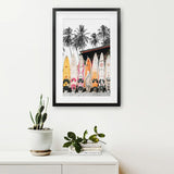 Tropical Beach Life Theme. Orange Surfboards Print