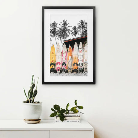 Tropical Beach Life Theme. Orange Surfboards Print