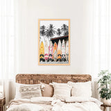 Tropical Beach Life Theme. Orange Surfboards Print