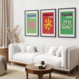 Bright Retro Set of 3 Prints. Preppy Room Decor Aesthetic