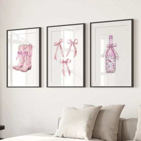 Trendy Pink Wall Art Prints Preppy Room Decor Set