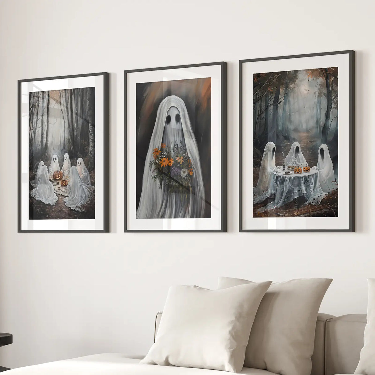 Moody Halloween Ghosts Trendy Wall Art Poster
