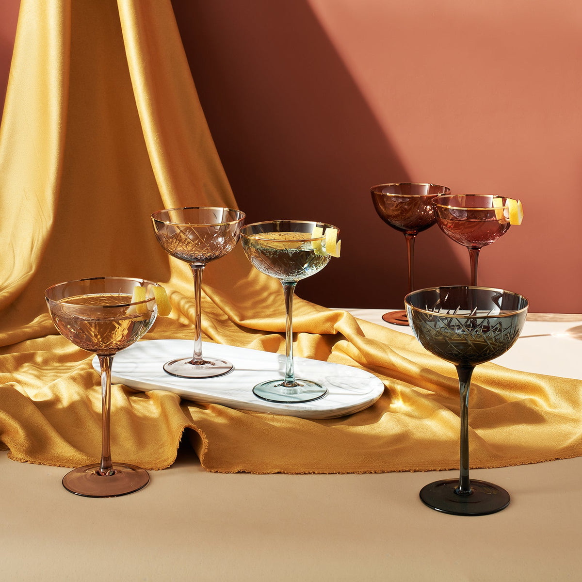 Khen Site Tonal Gold Rim Champagne Coupe - view 5