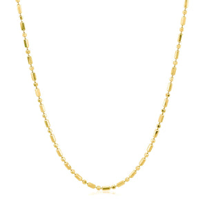 14k Yellow Gold Diamond-Cut Alternating Bead Chain 1.5mm