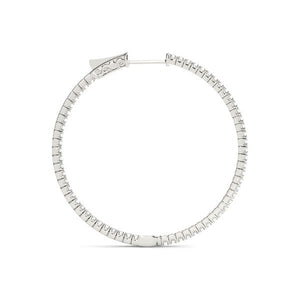 14k White Gold Slim Two Sided Diamond Hoop Earrings (1 1/2 cttw)