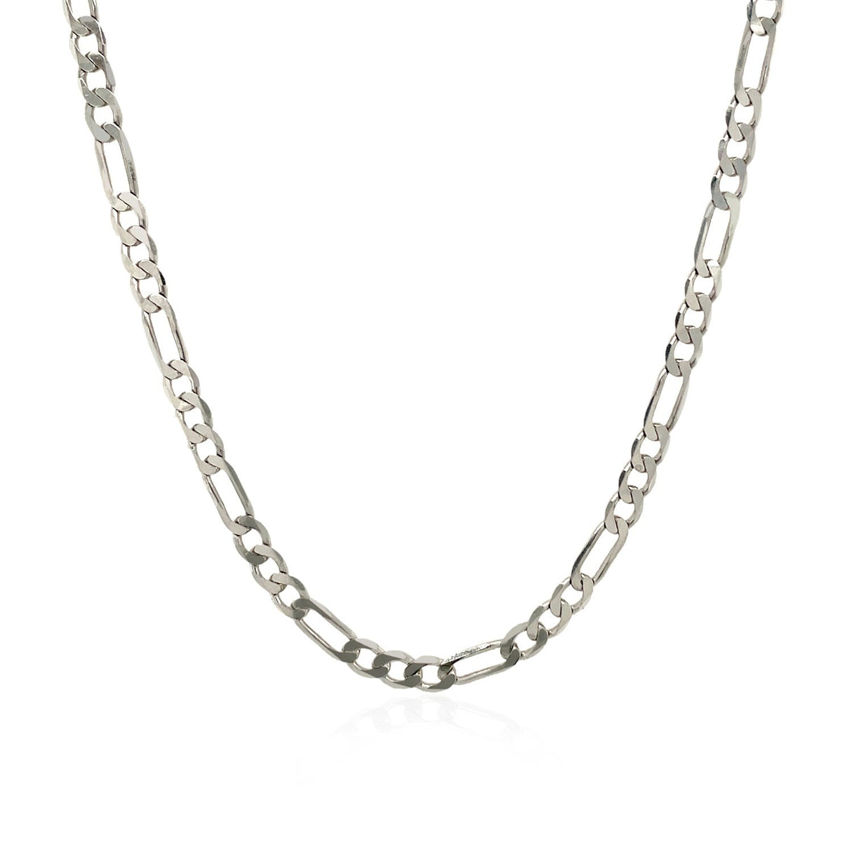3.0mm 14k White Gold Solid Figaro Chain