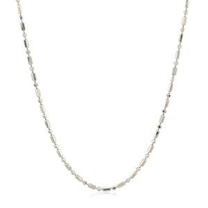 14k White Gold Diamond-Cut Alternating Bead Chain 1.5mm