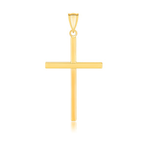 14k Yellow Gold Polished Flat Cross Pendant
