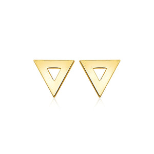 14k Yellow Gold Polished Open Triangle Post Earrings