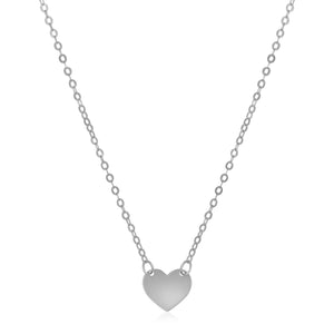 14k White Gold Polished Mini Heart Necklace
