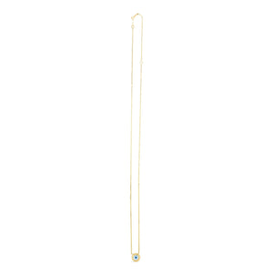 14k Yellow Gold MOP Evil Eye Necklace