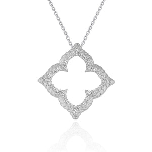 14k White Gold Diamond Cut-out Flower Pendant (1/3 cttw)
