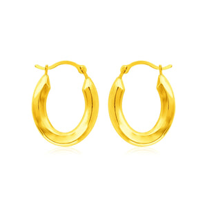 14k Yellow Gold Polished Oval Hoop Earrings