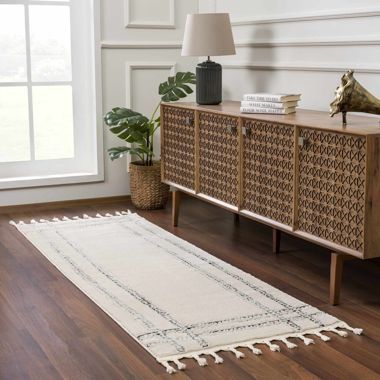 Ryuu Black & White Area Rug - Clearance