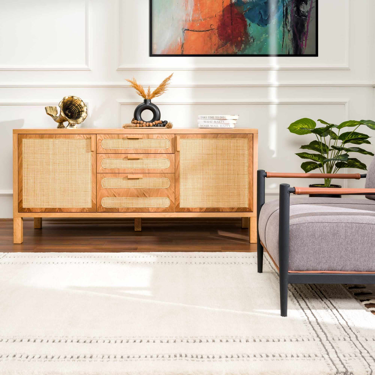 Ryuu Ivory & Gray Area Rug - Promo