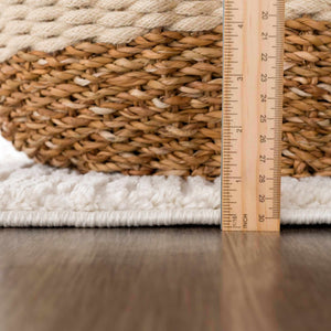 Riad Black Striped White Rug with Tassels