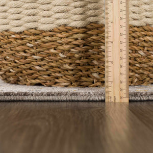 Amaru Green Textured Rug with Fringes