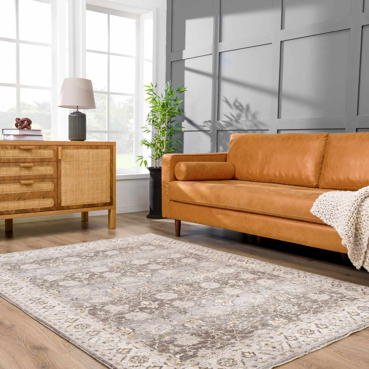 Amaru Green Textured Rug with Fringes