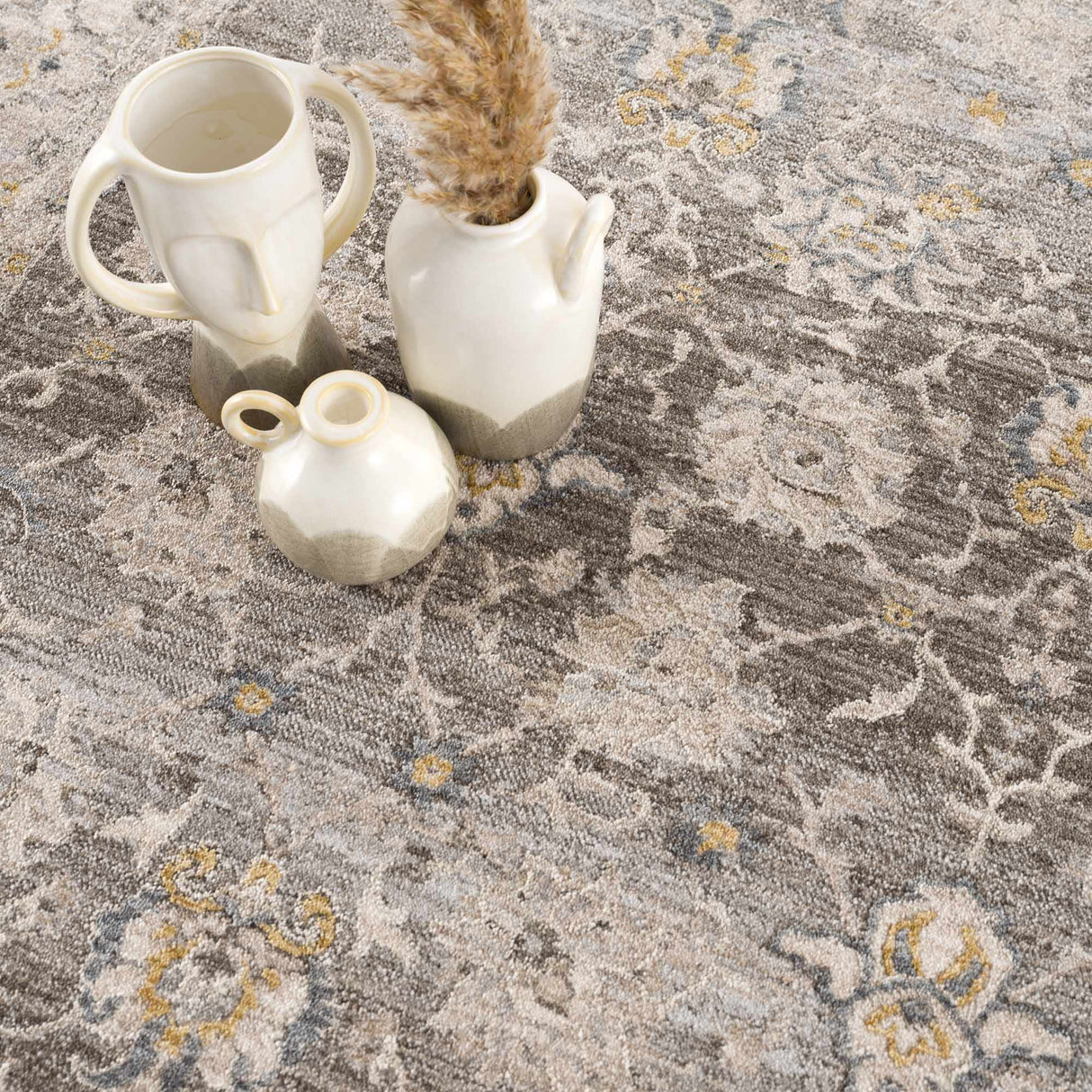 Amaru Green Textured Rug with Fringes