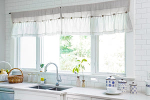 Linen Button Valance Window Panel