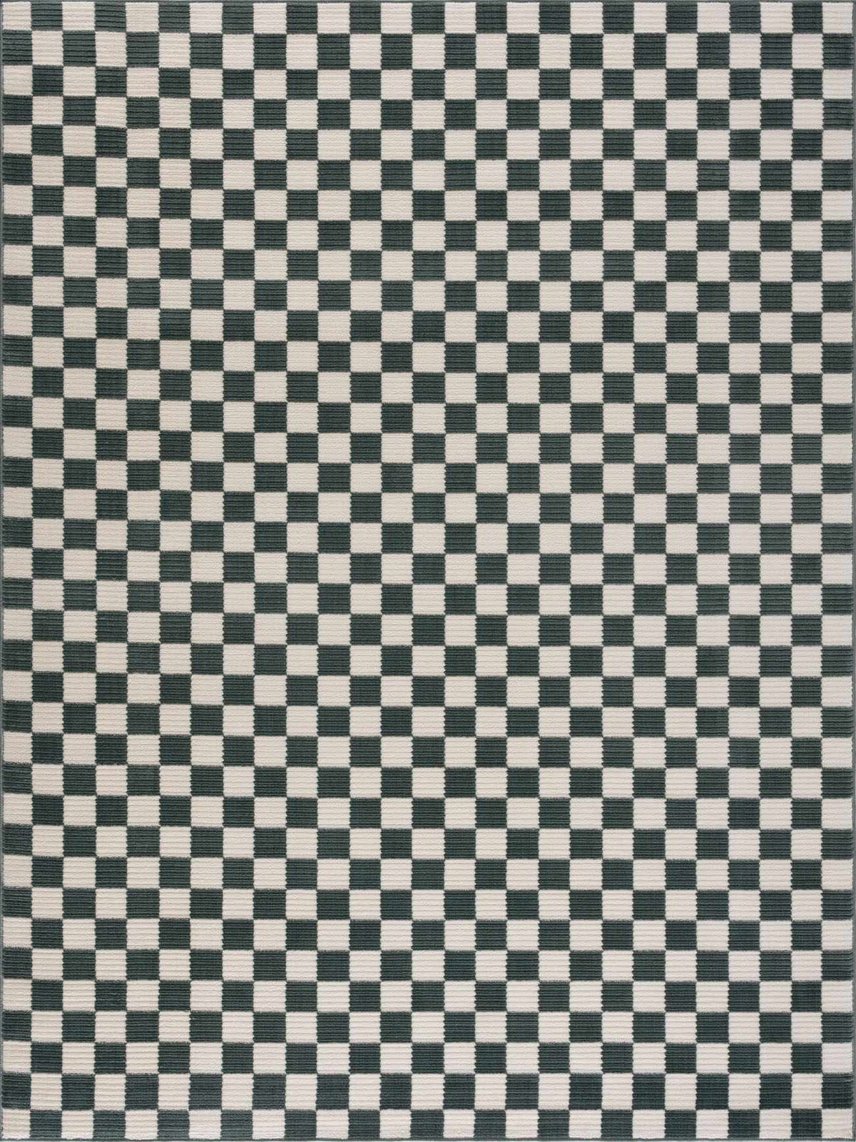 Kaysar Oil Green Checkered Washable Area Rug