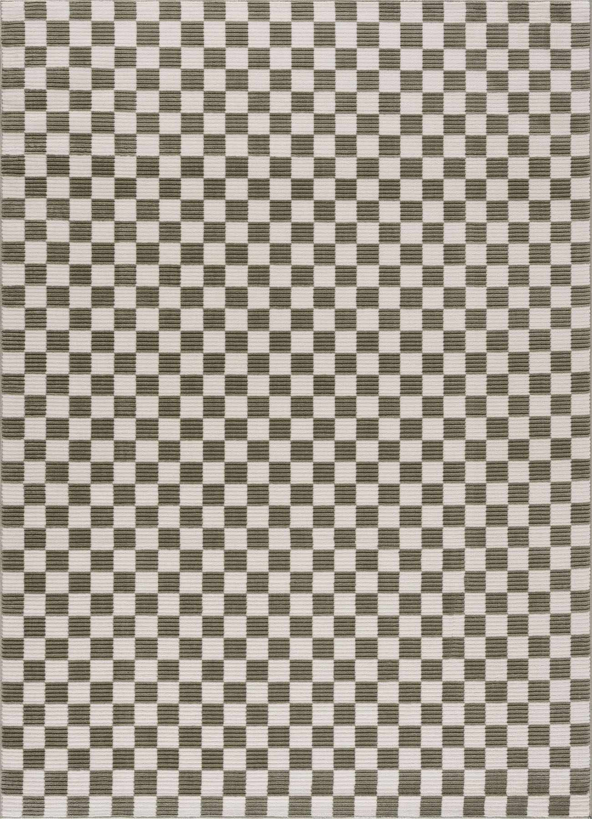 Kaysar Olive Green Checkered Washable Area Rug
