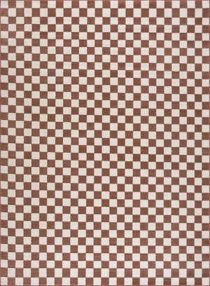 Kaysar Brown Checkered Washable Area Rug