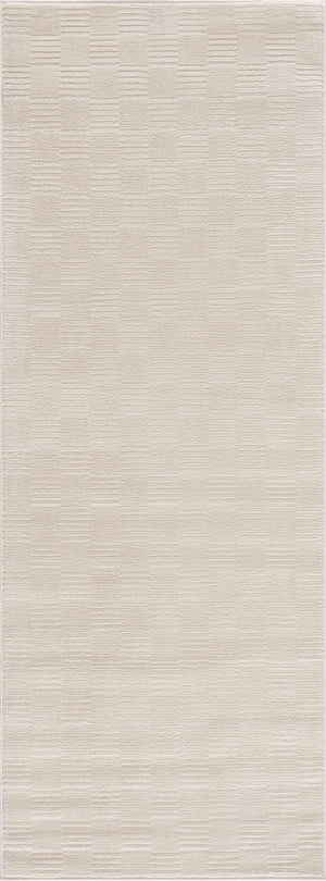 Kazuma Cream Checkered Washable Area Rug