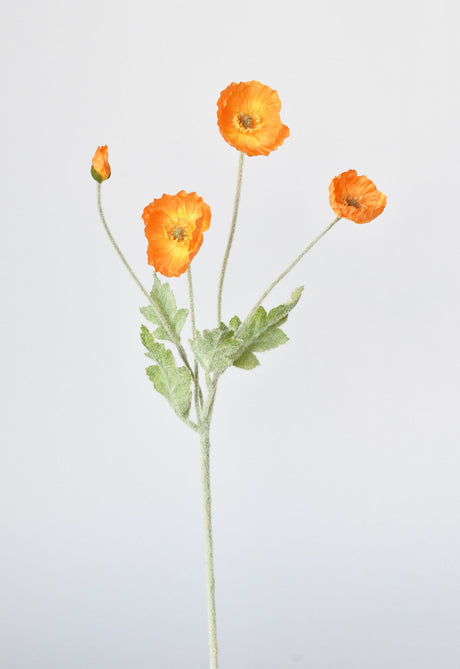 24" Faux Orange Poppy Stem