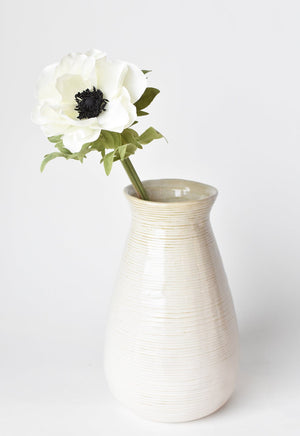 17" Faux Anemone White Stem