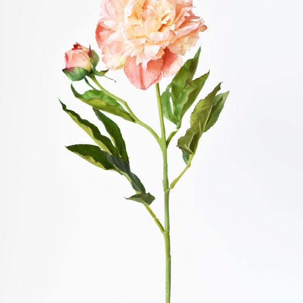 28" Faux Peach Peony Stem