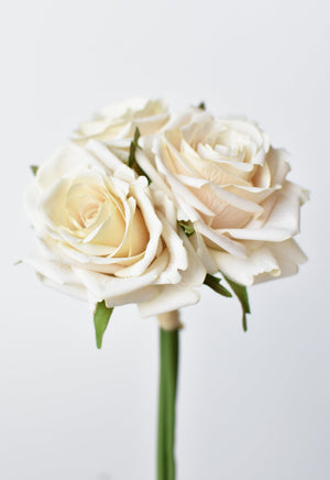 7.5" Faux Cream Rose Bundle (3 Stems)