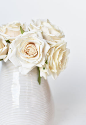 7.5" Faux Cream Rose Bundle (3 Stems)