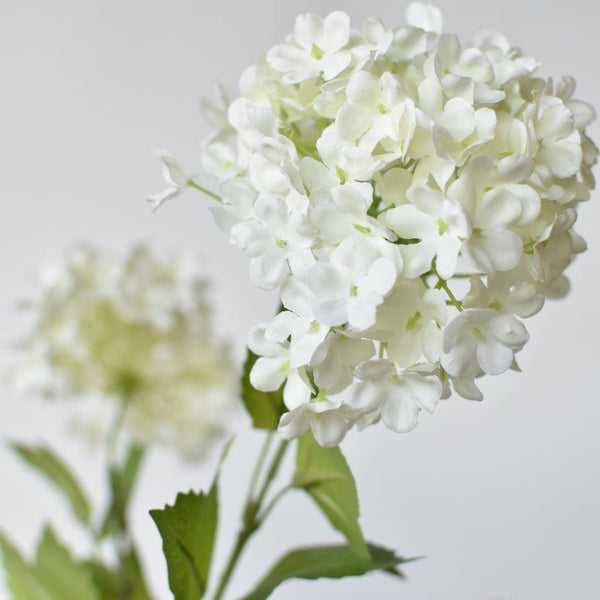 34" Faux White Snowball Hydrangea Stem