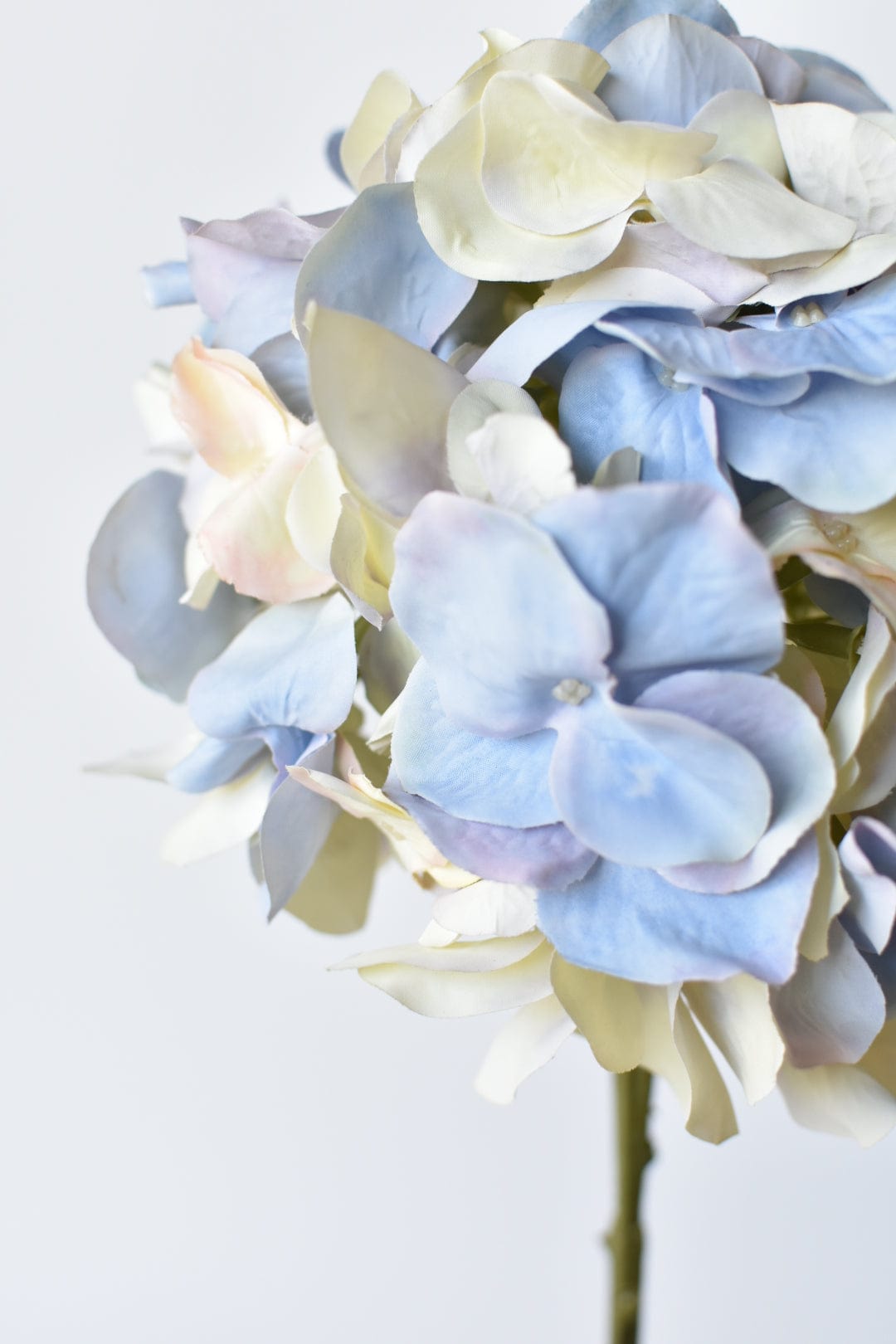 21" Faux Cream Lavender Light Blue Hydrangea Stem