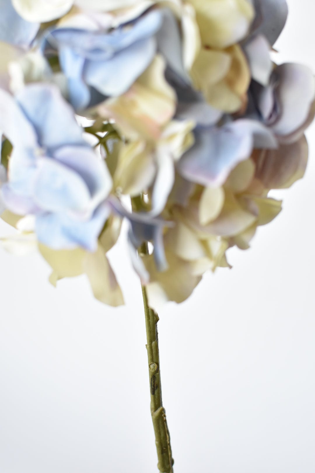 21" Faux Cream Lavender Light Blue Hydrangea Stem