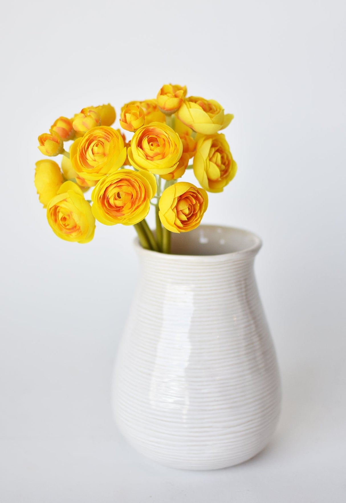 10" Faux Yellow Ranunculus Stem Bundle
