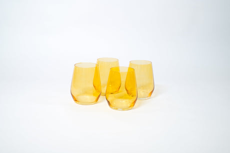Sunshine Yellow -  Stemless Colored Wine Glass