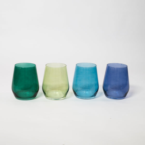 Northern Lights Collection -  Stemless Set of 4 Colored Wine Glasses